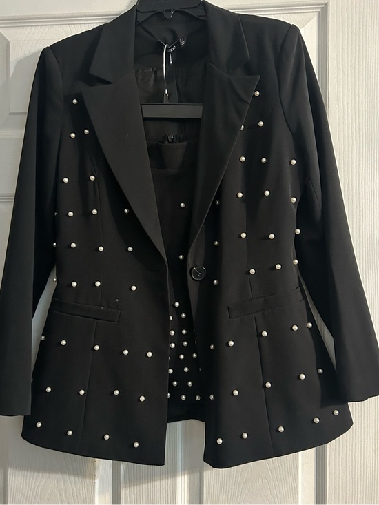 Boohoo Jackets & Blazers - Pearl-Stud Blazer/Skirt Set